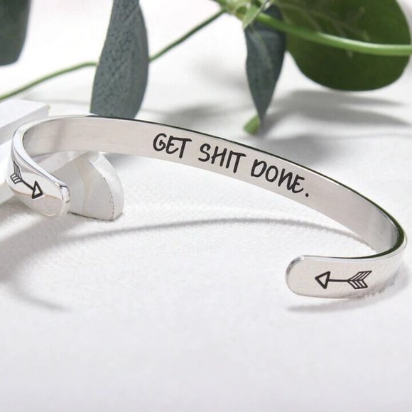 Women’s Cuff Bracelet Inspirational Love Motivation Engraved Stainless Steel - Picture 6 of 6